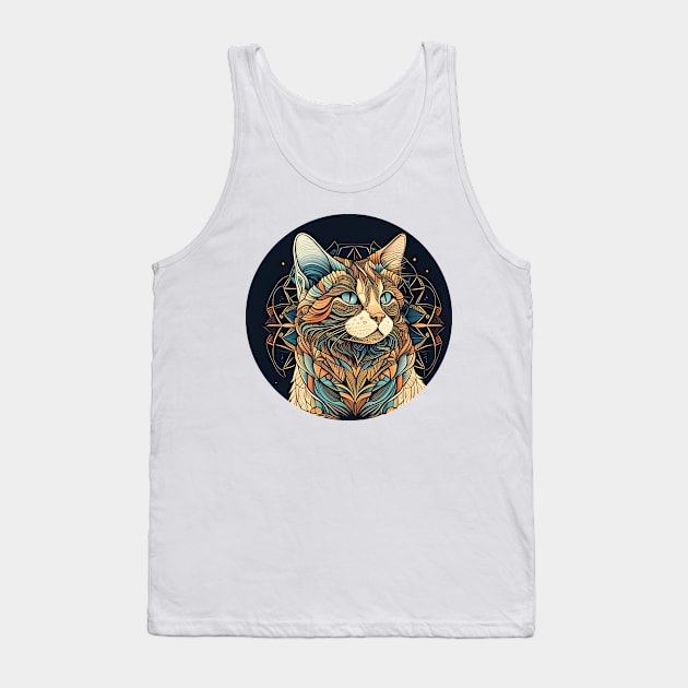 Cat Boho - Cute Funny Hippy Cat Lover Tank Top by Daphne R. Ellington